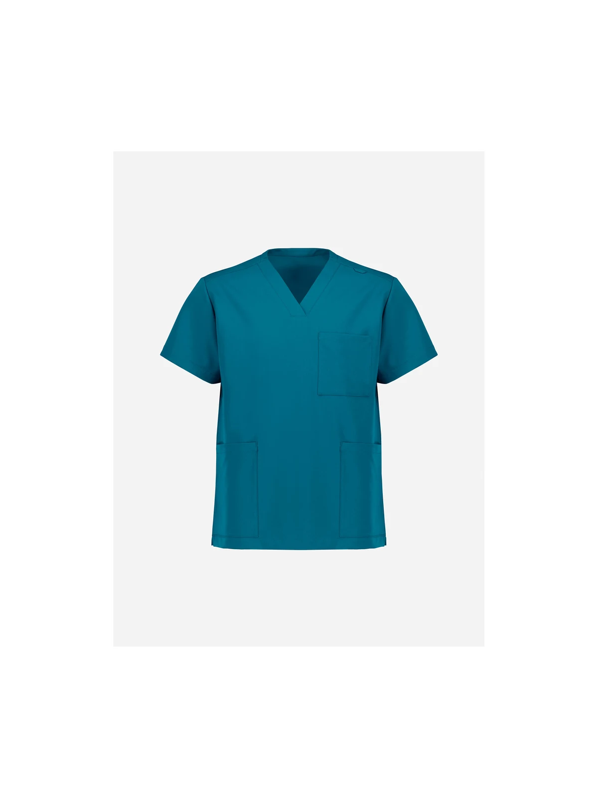 Unisex Pulse V-Neck Scrub Top in Caribbean Blue – front view