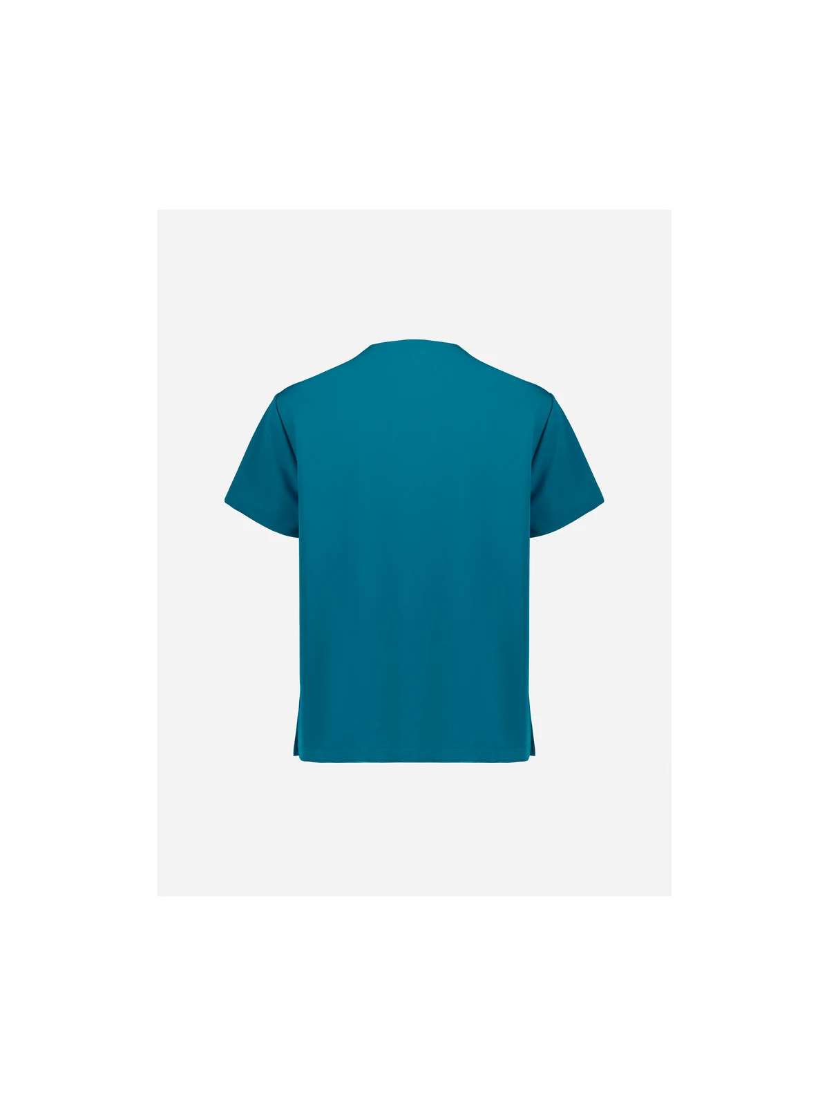 Unisex Pulse V-Neck Scrub Top in Caribbean Blue – back view