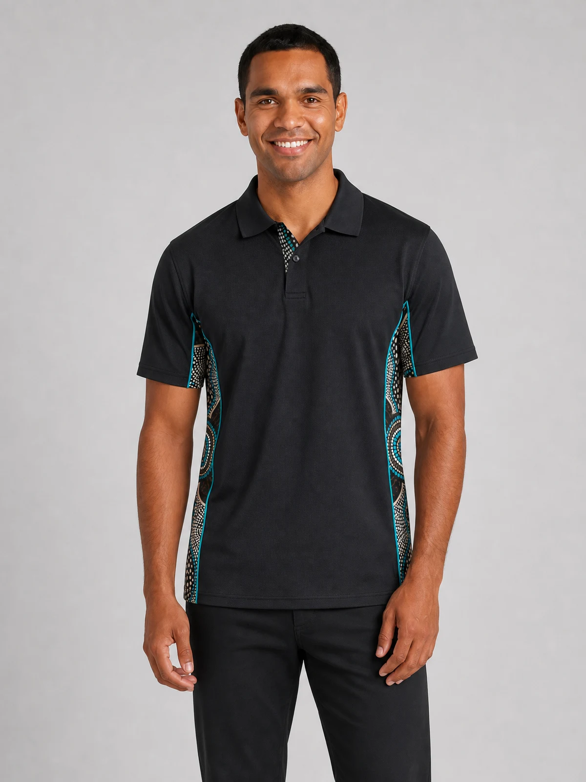 Unisex - Family Black Bamboo (Simpson) Polo Shirt in Black – front view
