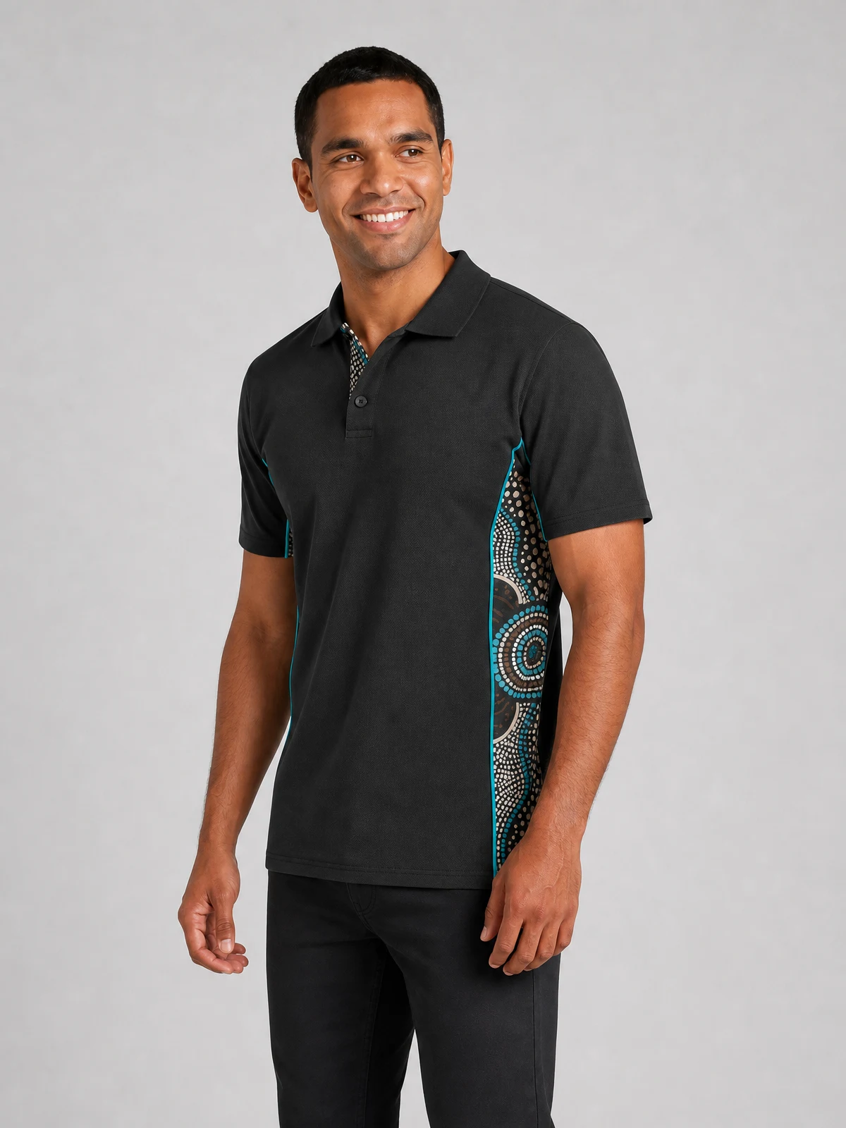 Unisex - Family Black Bamboo (Simpson) Polo Shirt in Black – side view