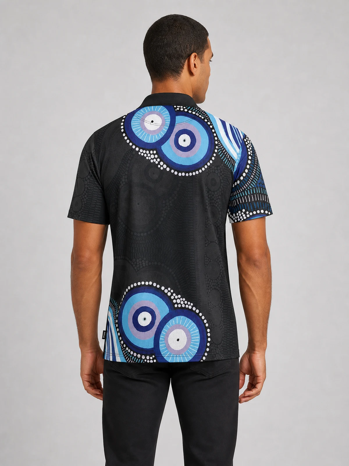 Unisex - Future Dreaming Essence Polo Shirt in Black – back view
