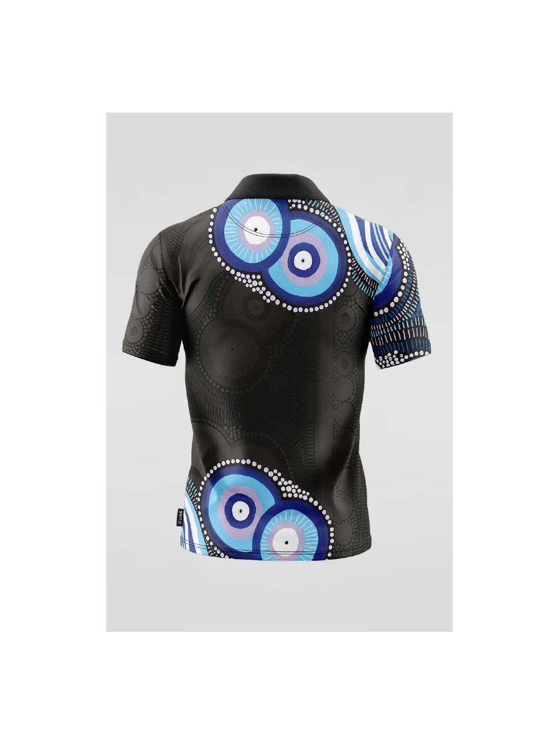 Unisex - Future Dreaming Essence Polo Shirt in Black – back view