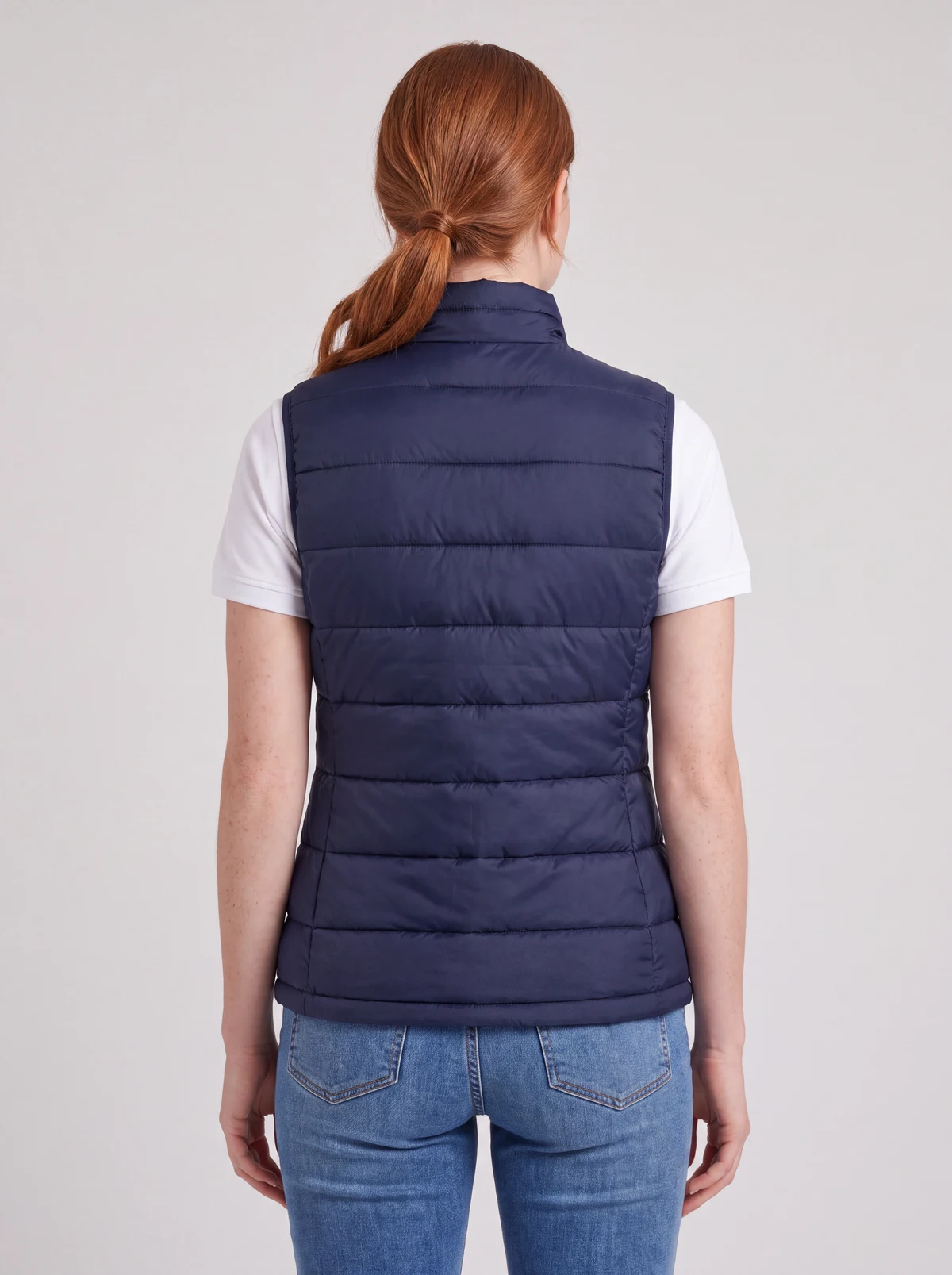 Alpine Ladies Puffer Vest in Navy – back view