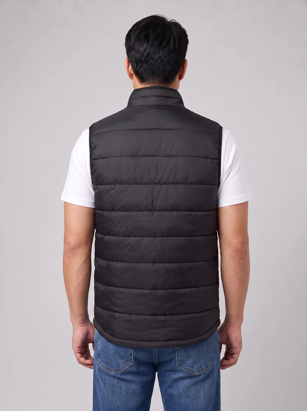 Alpine Men's Puffer Vest in Black – back view