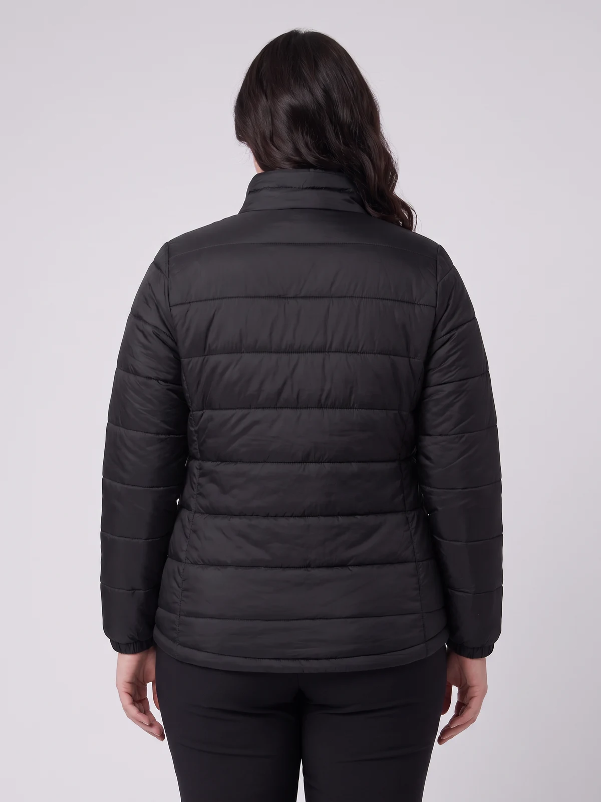 Alpine Ladies Puffer Jacket in Black – back view