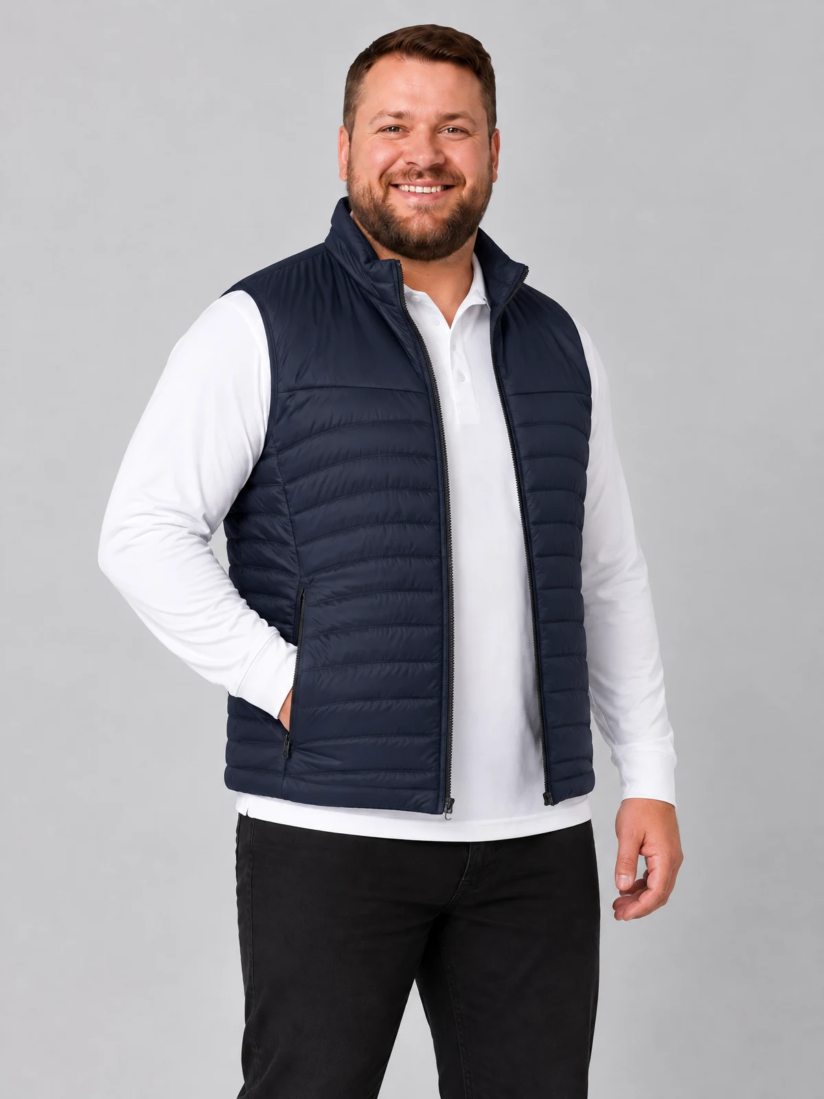Expedition Men's Vest in Navy – side view