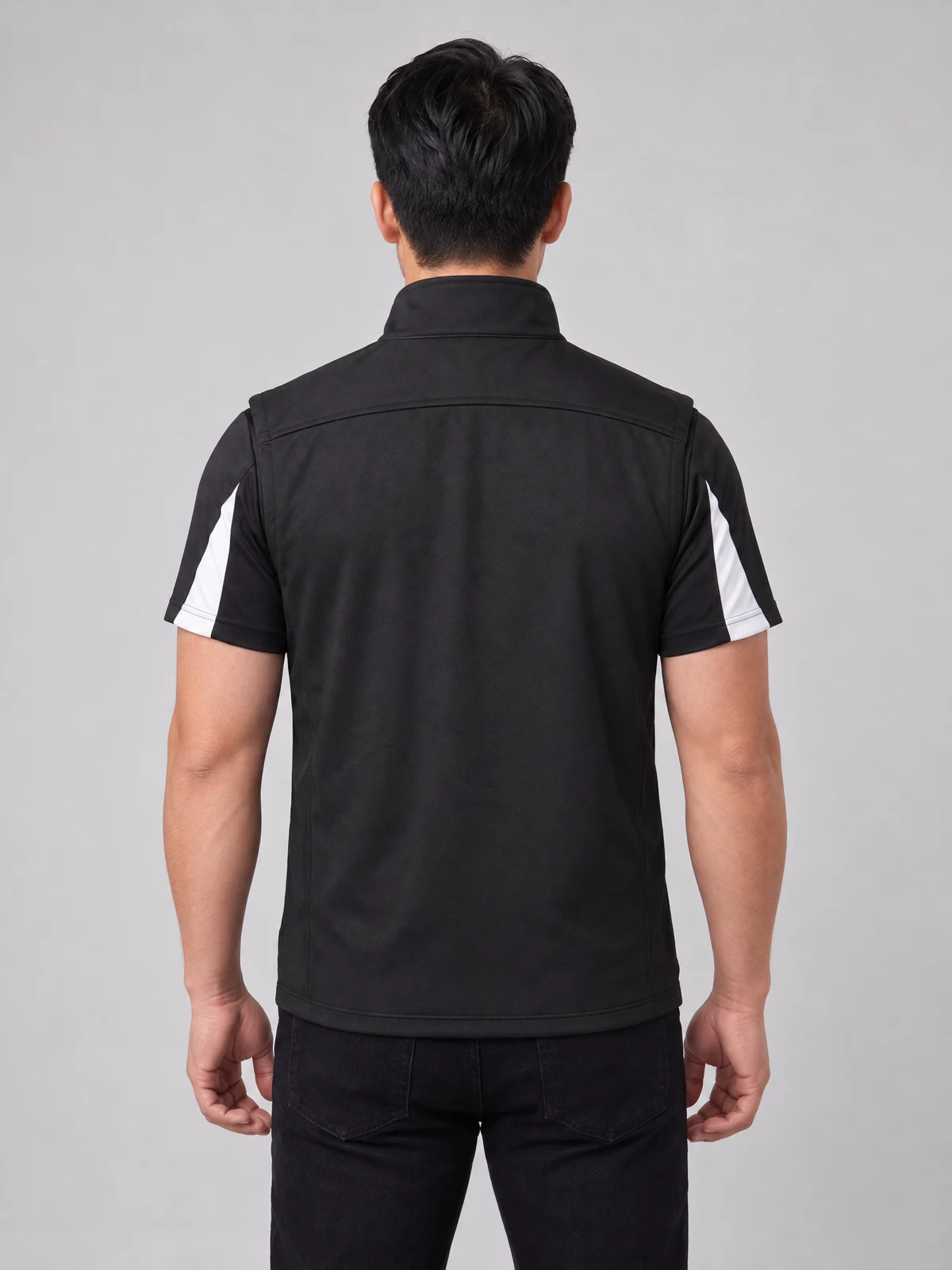 Men's Soft Shell Vest in Black – back view