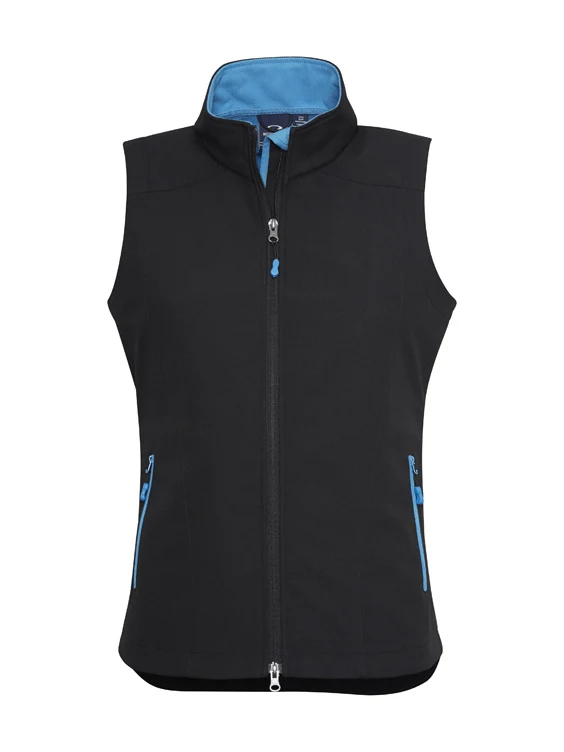 Ladies Geneva Vest in Black/Cyan – front view