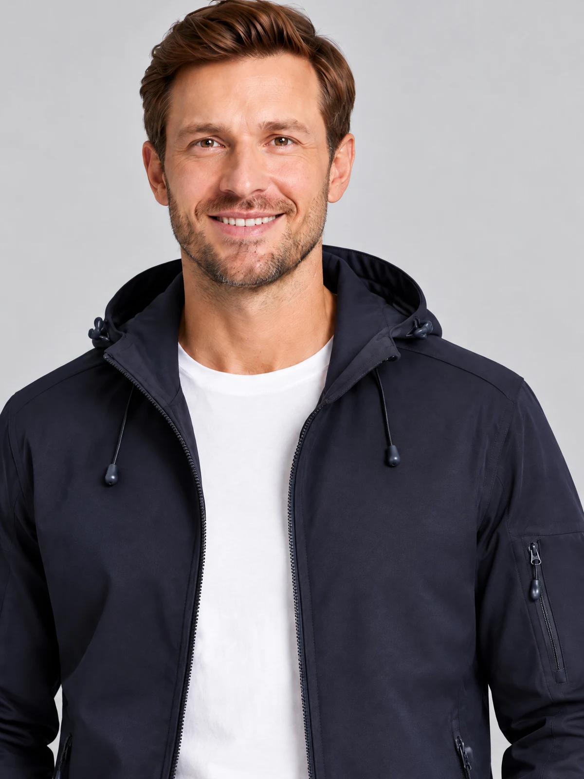Men's Atlas Jacket in Navy – close-up detail