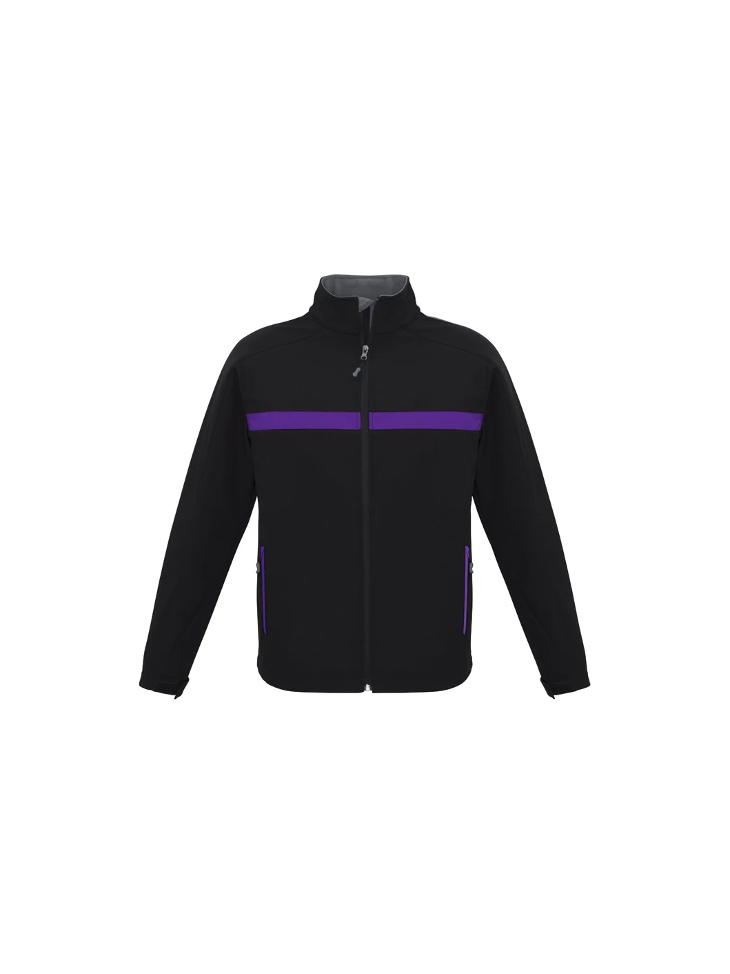 Unisex Charger Jacket in Black/Purple/Grey – front view