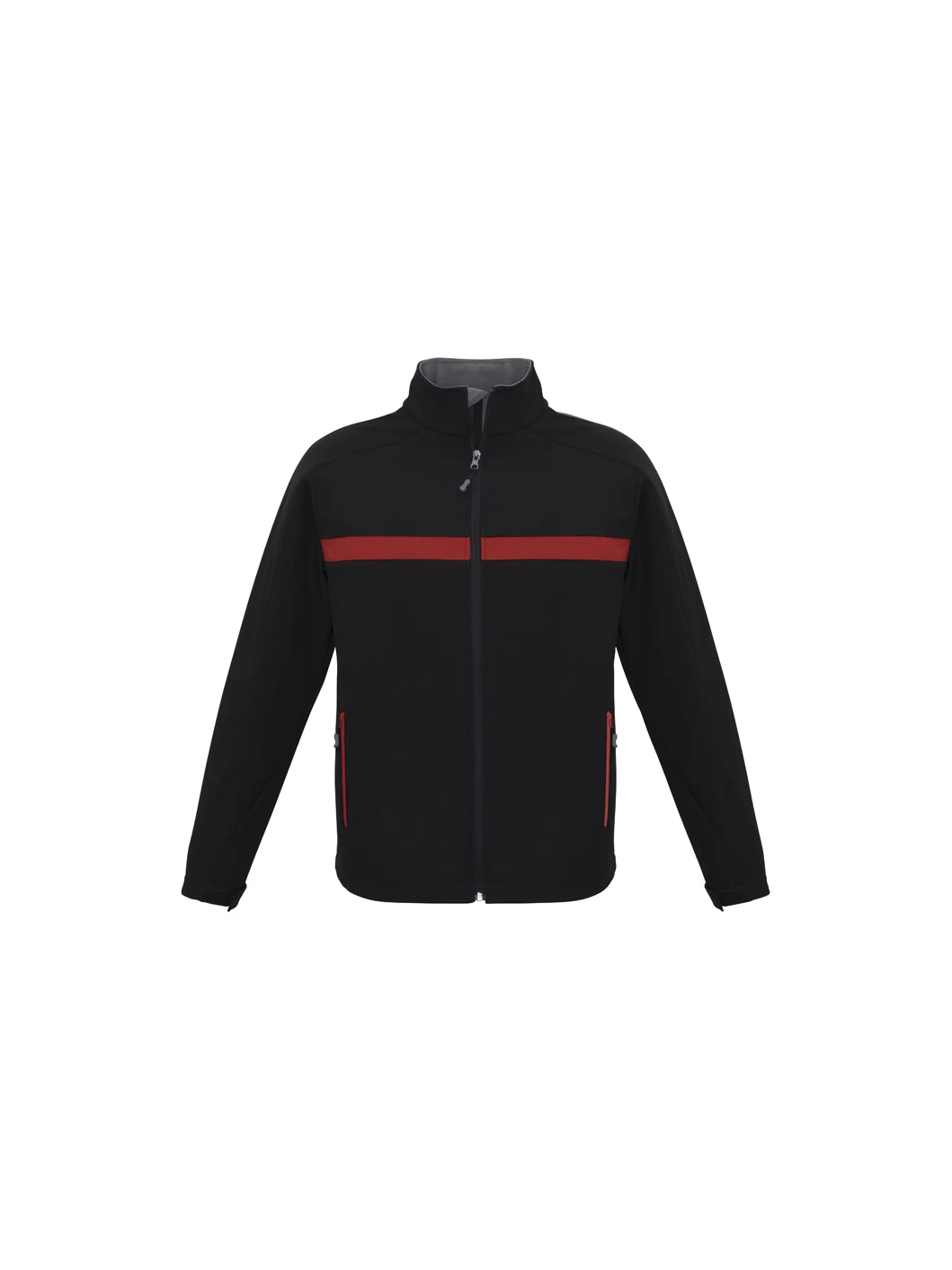 Unisex Charger Jacket in Black/Red/Grey – front view