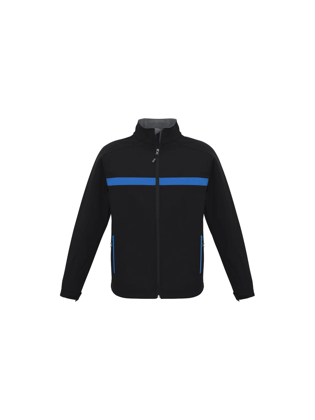 Unisex Charger Jacket in Black/Royal/Grey – front view
