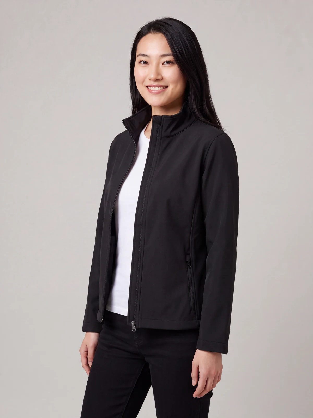 Ladies Apex Lightweight Softshell Jacket in Black – side view