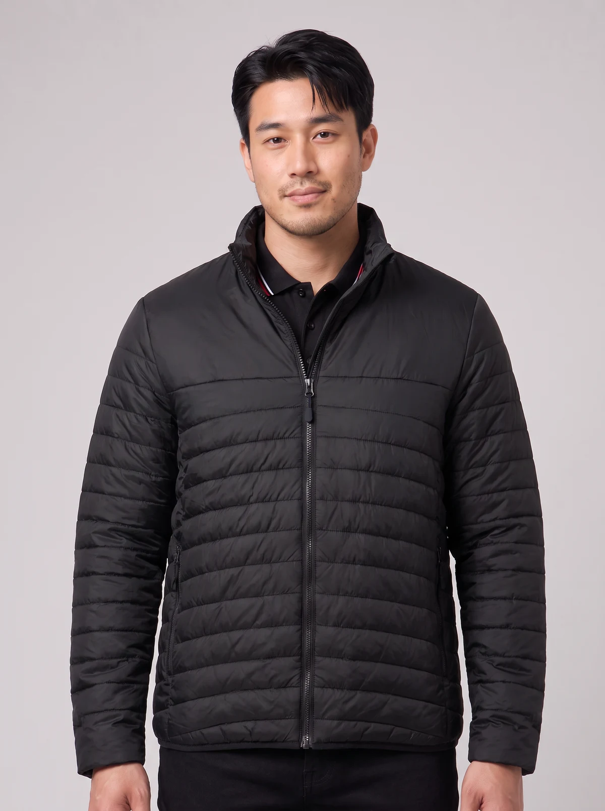 Men's Expedition Quilted Jacket in Black – close-up detail