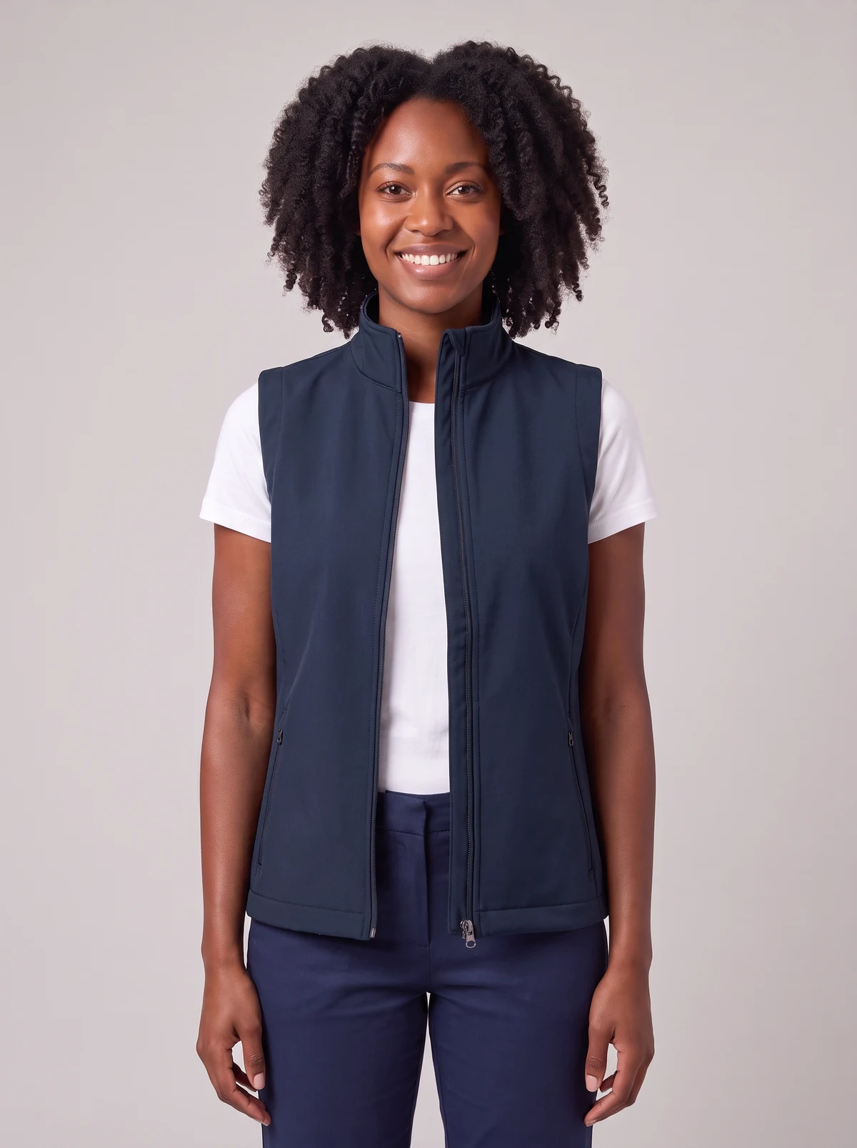 Ladies Apex Vest in Navy – front view