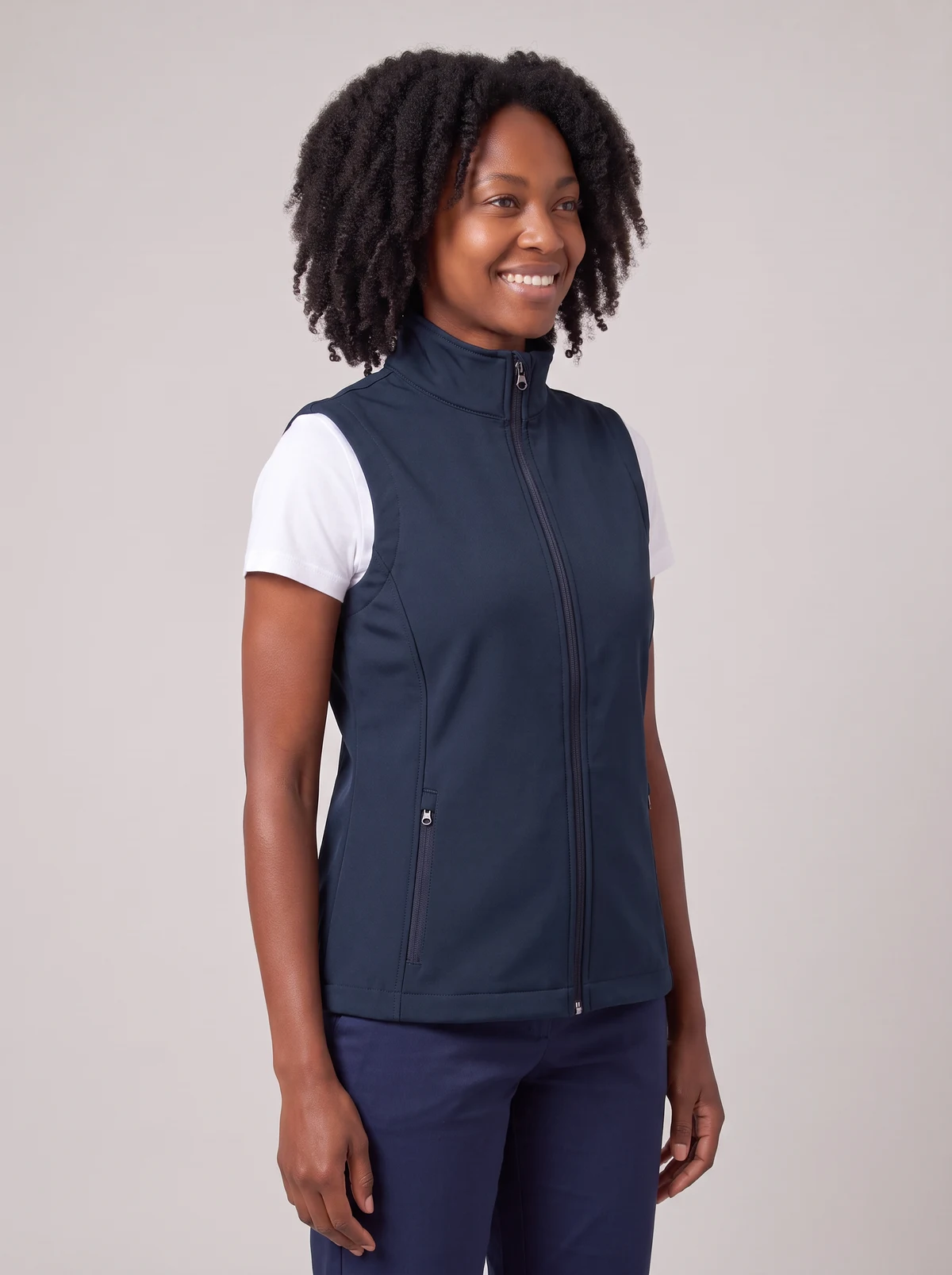 Ladies Apex Vest in Navy – side view