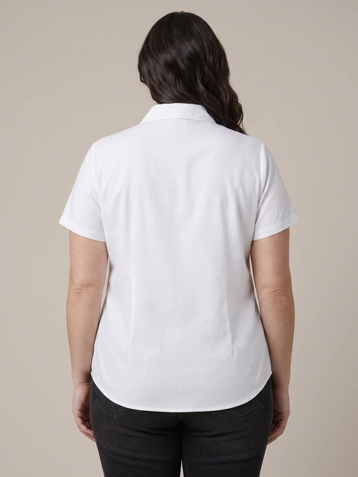 Ladies Plain Oasis Short Sleeve Shirt in White – back view