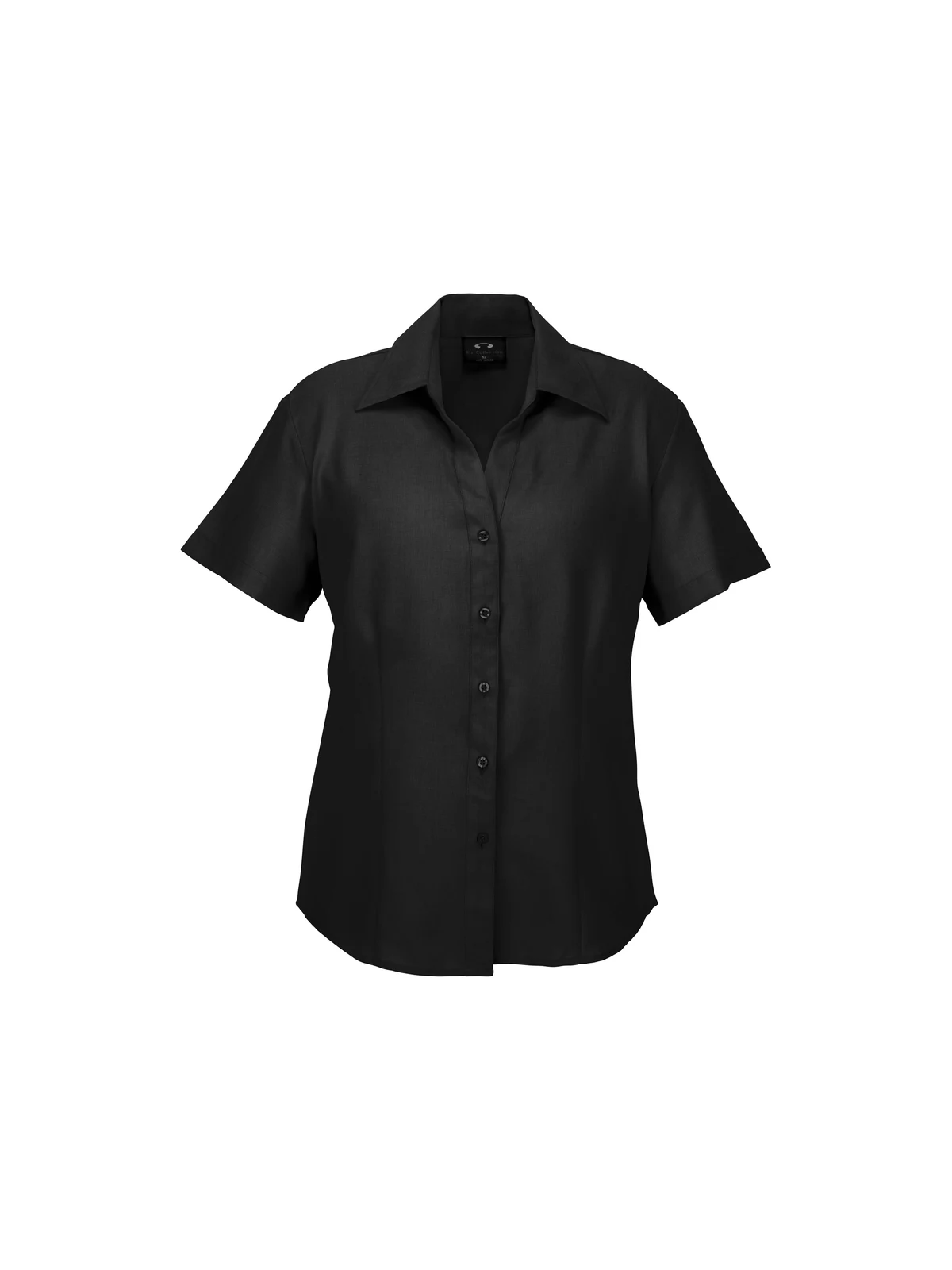 Ladies Plain Oasis Short Sleeve Shirt in Black – front view