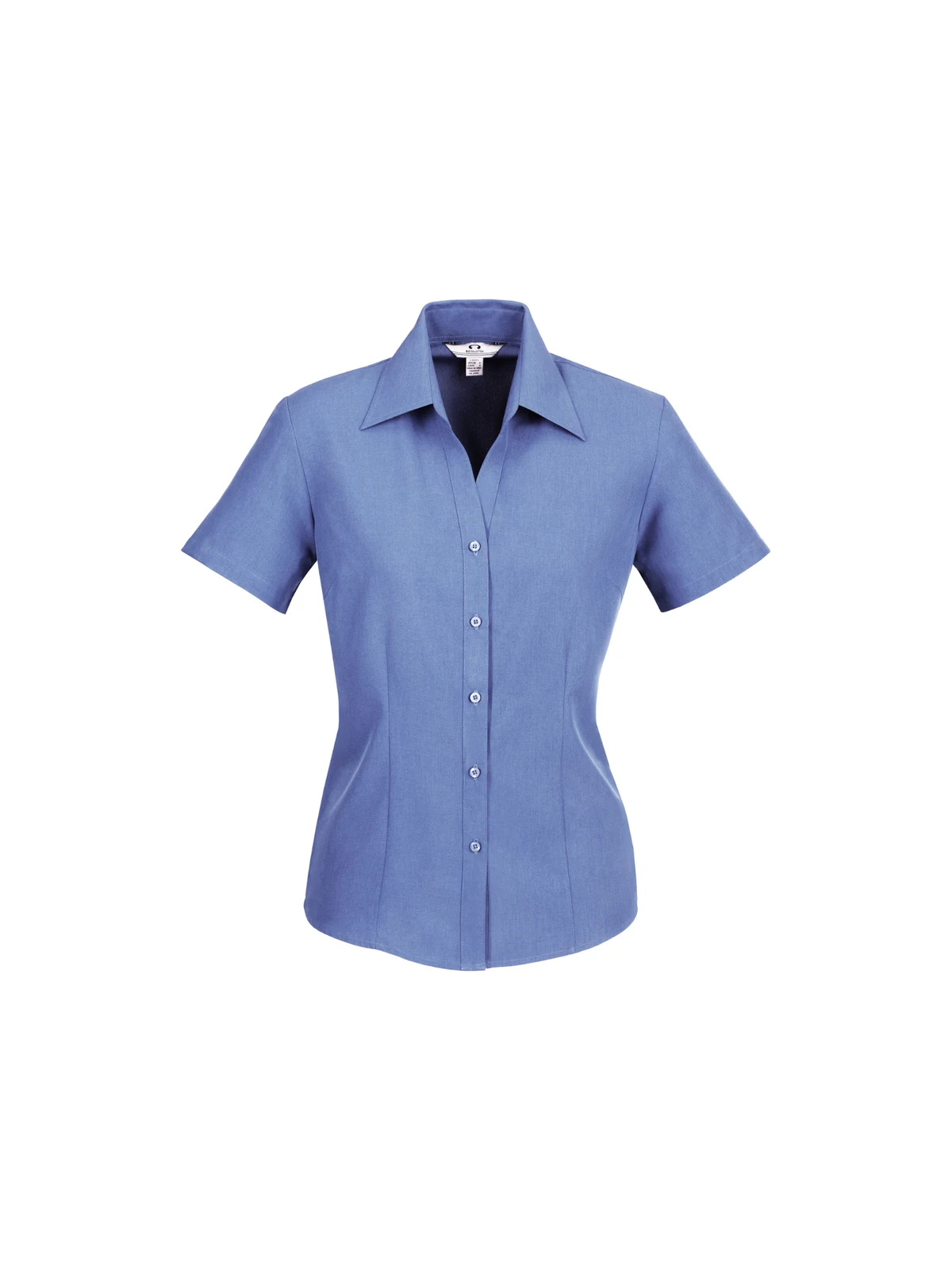 Ladies Plain Oasis Short Sleeve Shirt in Mid Blue