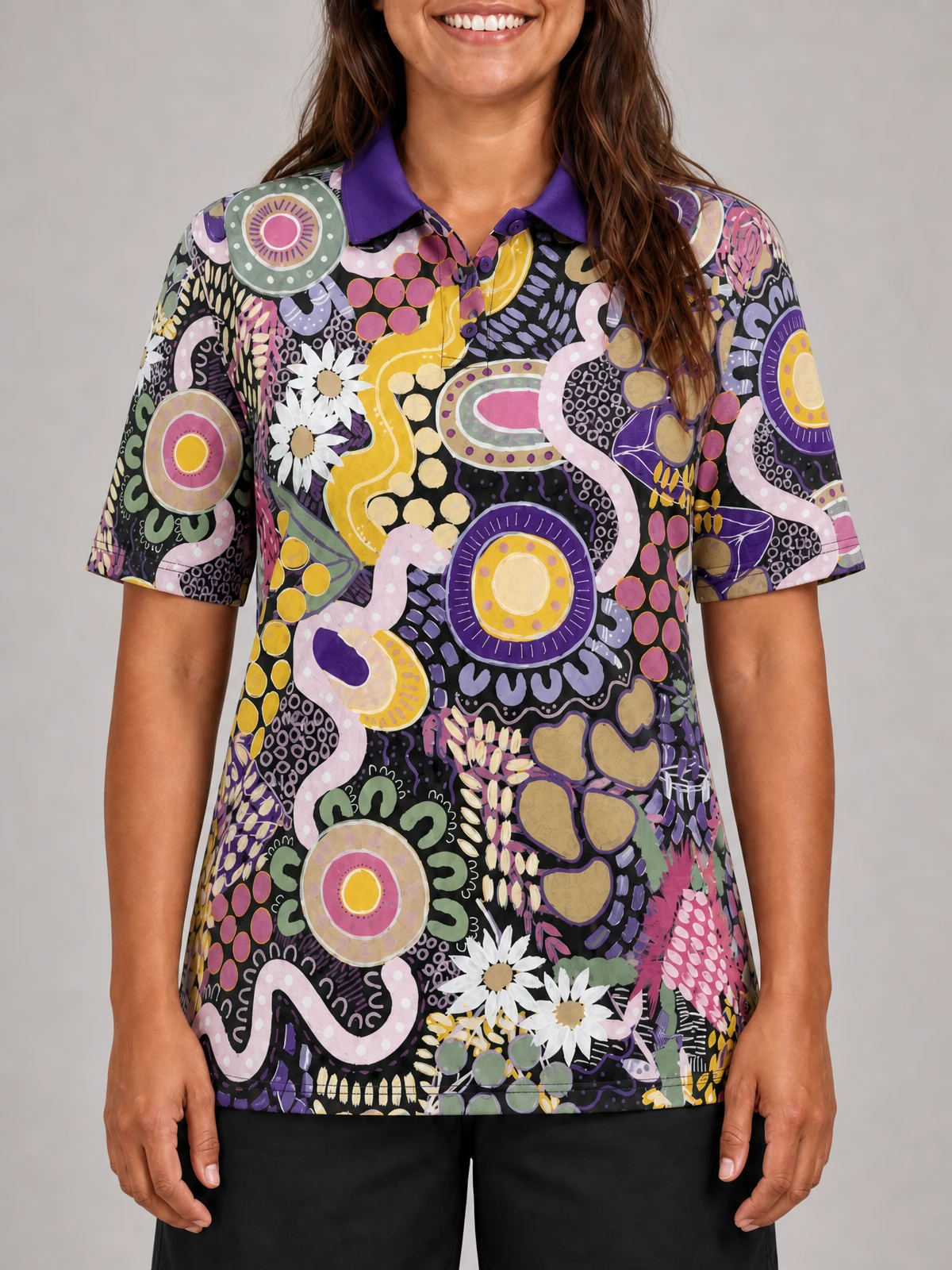 Unisex - Legacy Polo Shirt in Multi Coloured – close-up detail