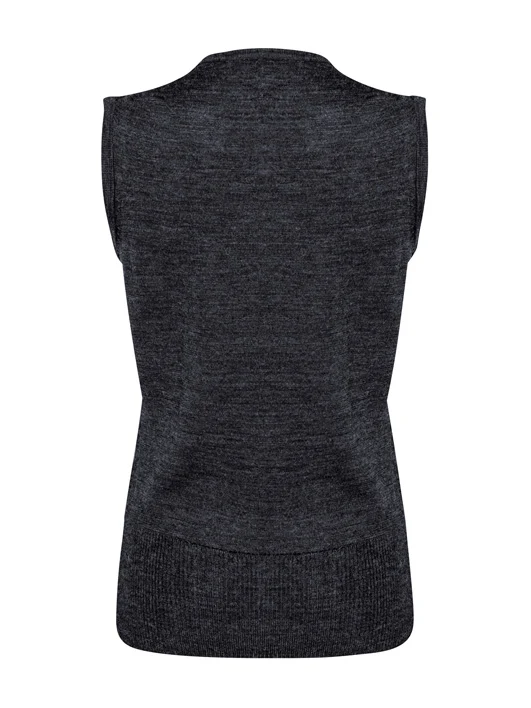 Ladies Milano Vest in Charcoal – back view