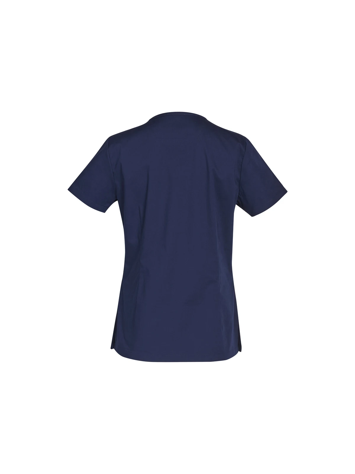 Ladies Scrub V-Neck Contrast Trim Top in Navy/Charcoal – back view