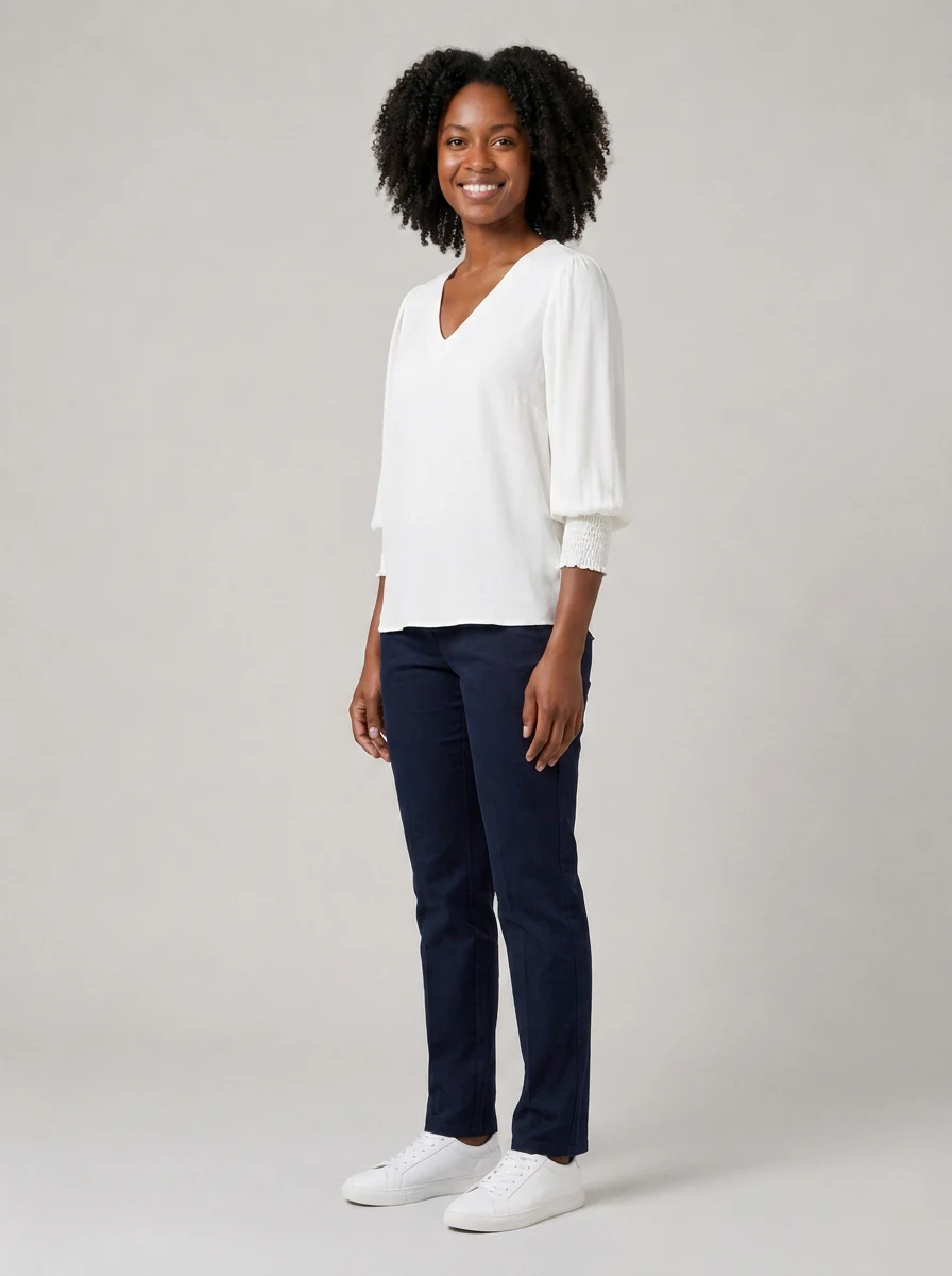 Ladies Boston Chino in Navy – side view