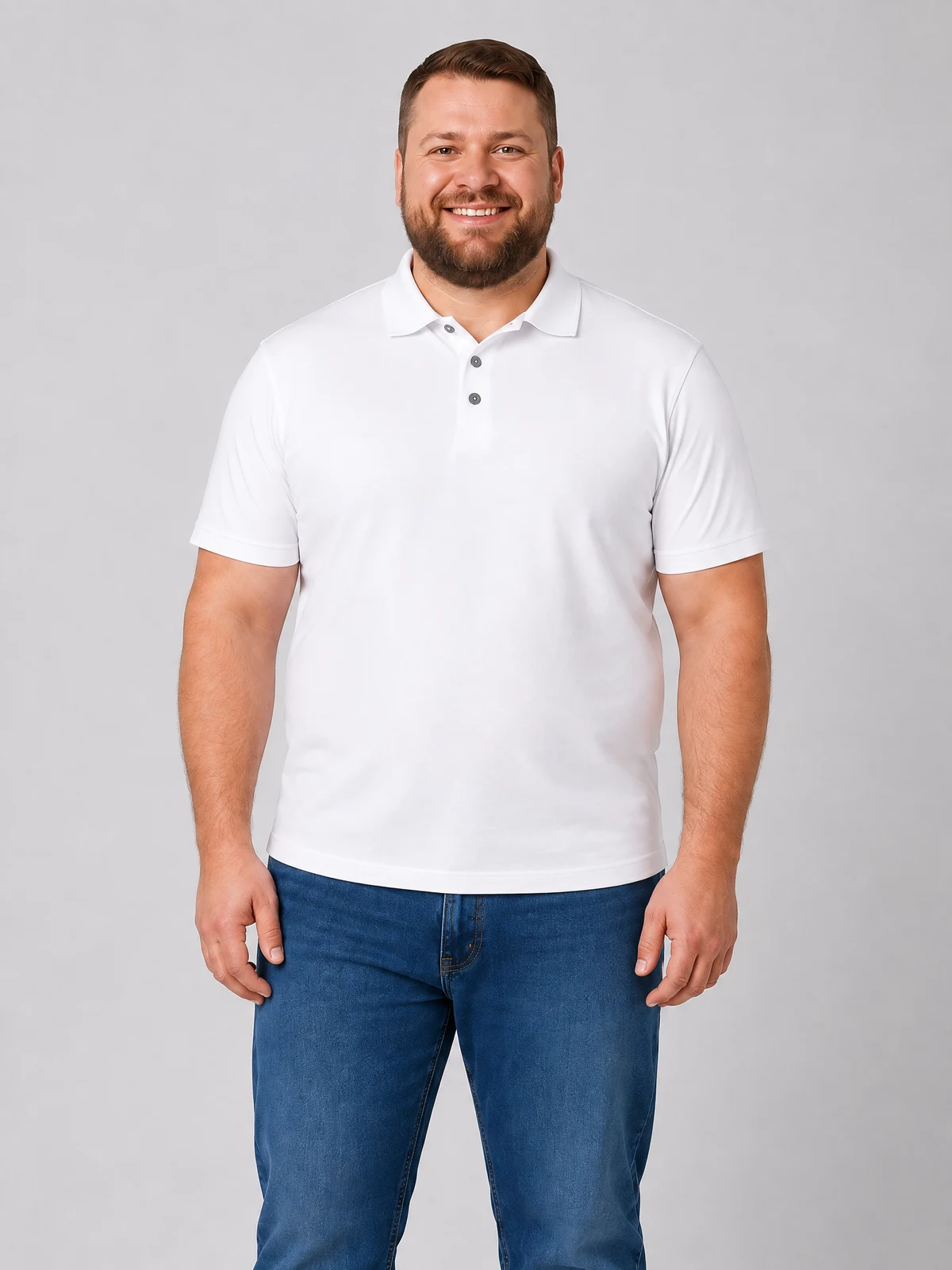 City Mens Short Sleeve Polo in White – front view