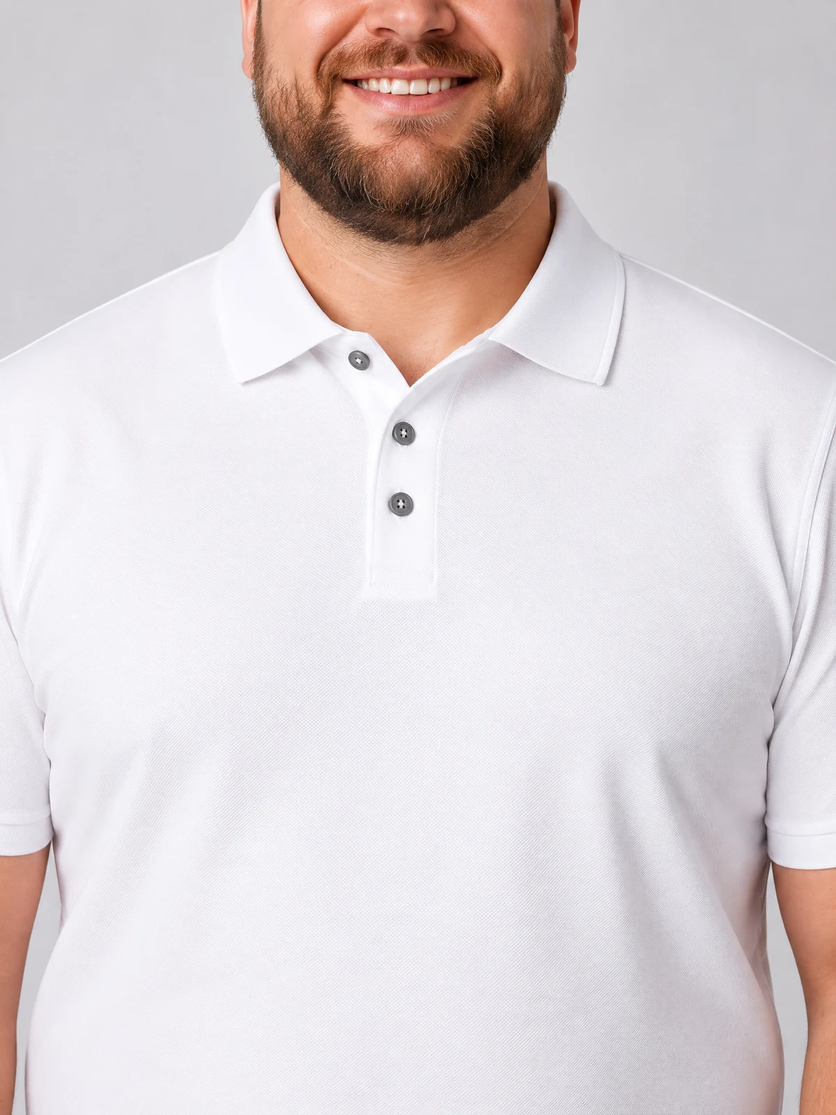 City Mens Short Sleeve Polo in White – close-up detail