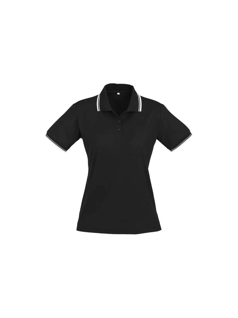 Ladies Cambridge Polo in Black/White/White – front view