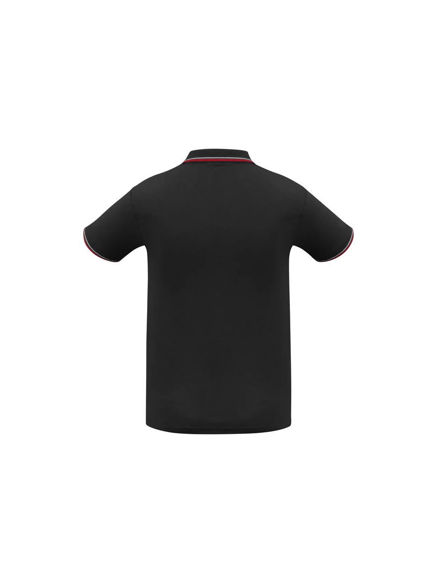 Cambridge Men's Short Sleeve Polo in Black/Red/White – back view