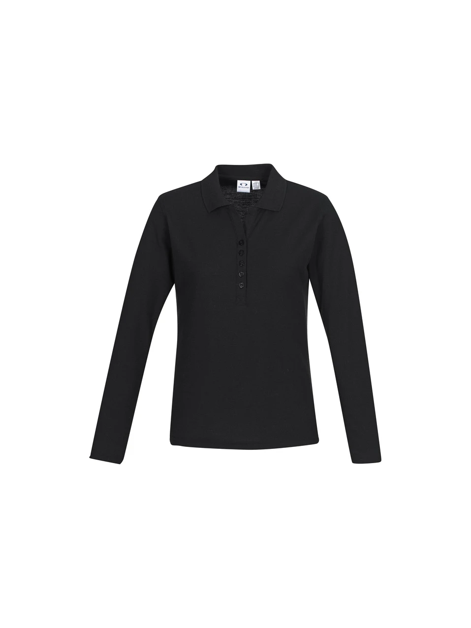 Crew Ladies L/S Polo in Black – front view