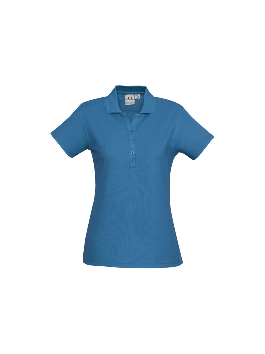 Ladies Crew Polo in Cyan – front view