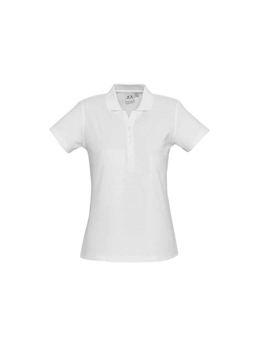 Ladies Crew Polo in White – front view