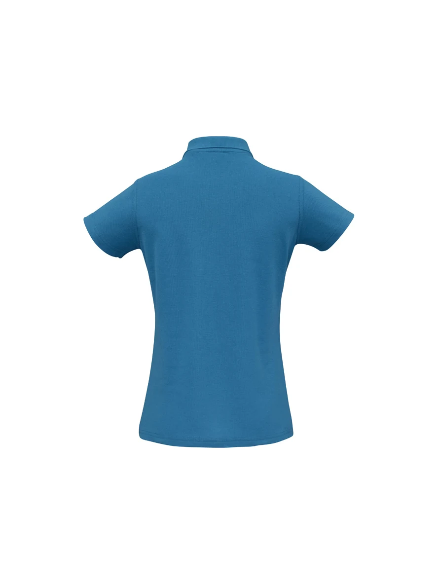 Ladies Crew Polo in Cyan – back view