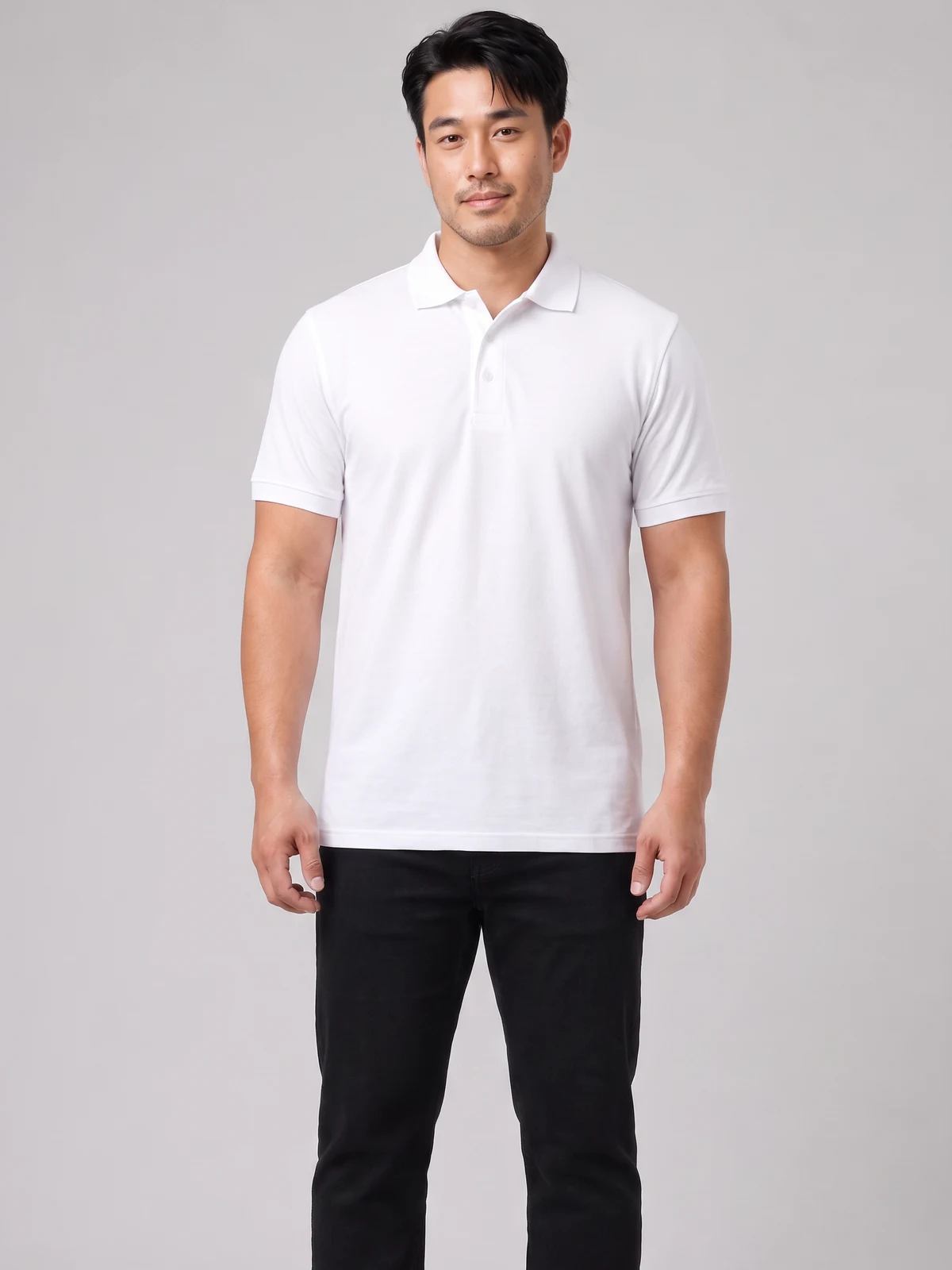 Men's Crew Polo in White – front view