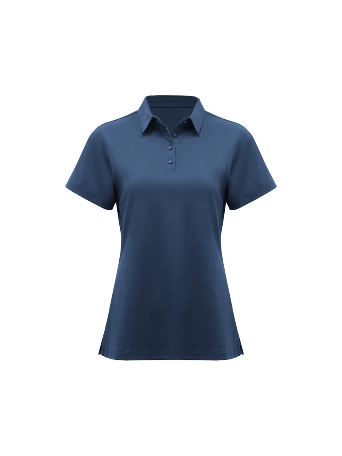 Womens Lotus Short Sleeve Polo in Mineral Blue – front view