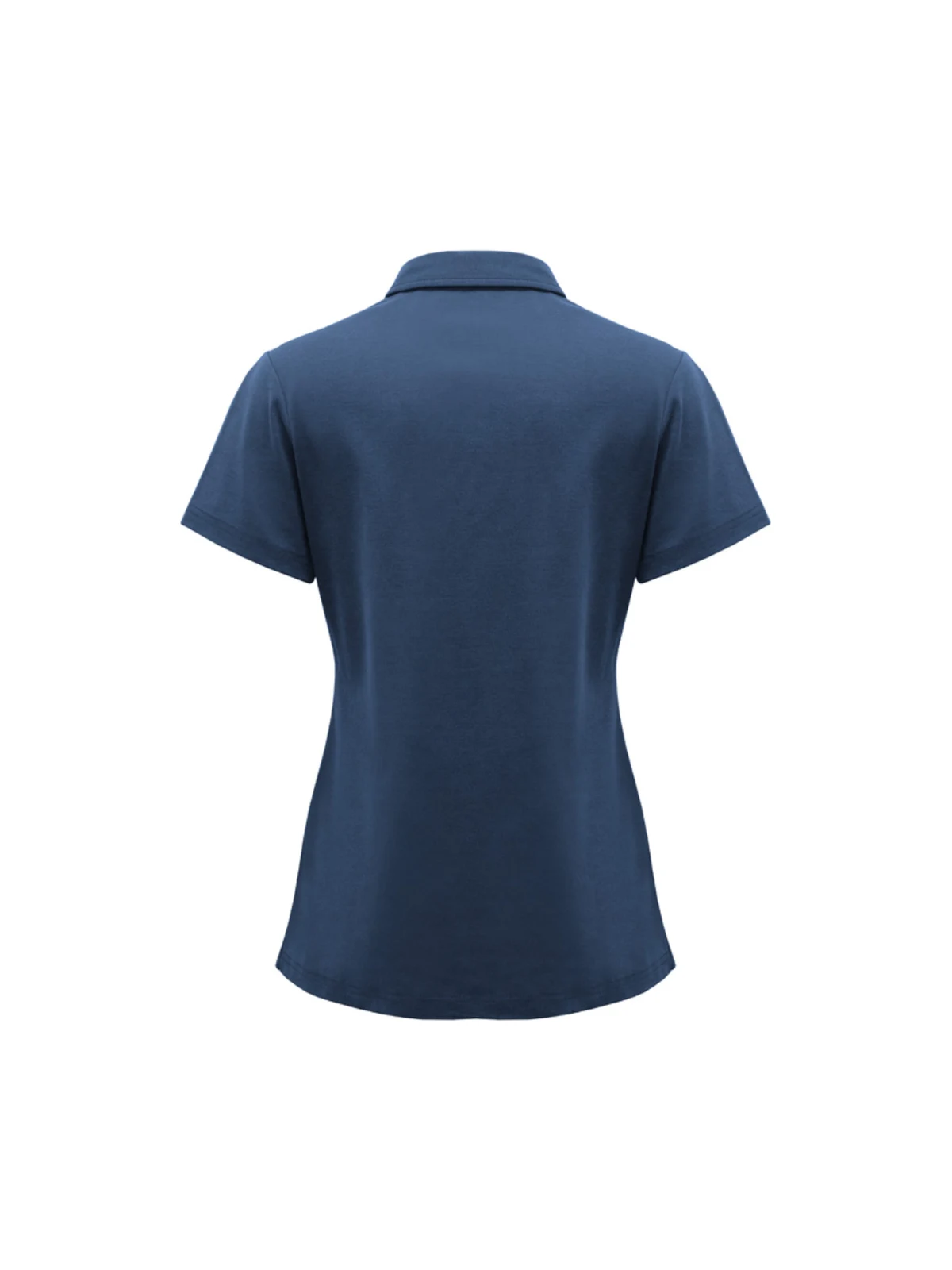 Womens Lotus Short Sleeve Polo in Mineral Blue – back view