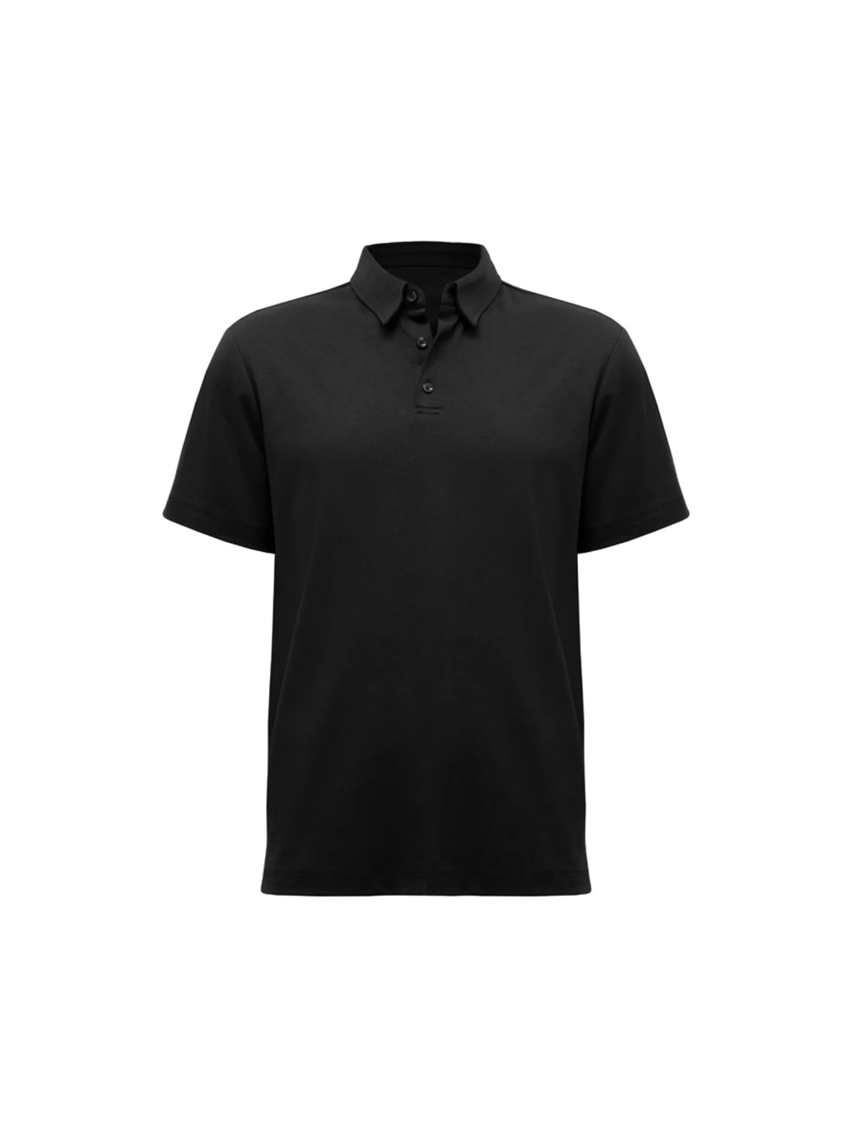 Mens Lotus Short Sleeve Polo in Black – front view
