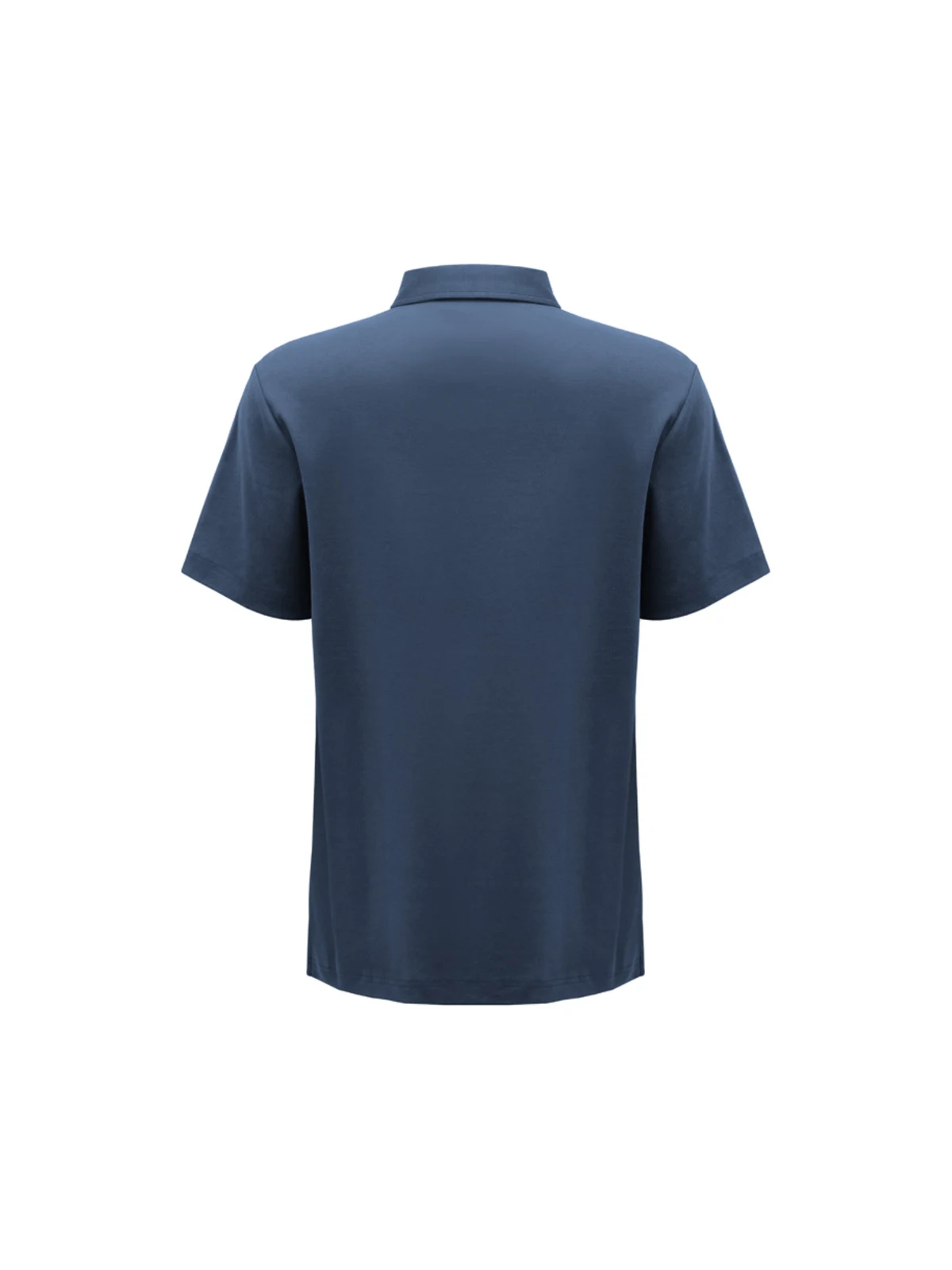 Mens Lotus Short Sleeve Polo in Mineral Blue – back view