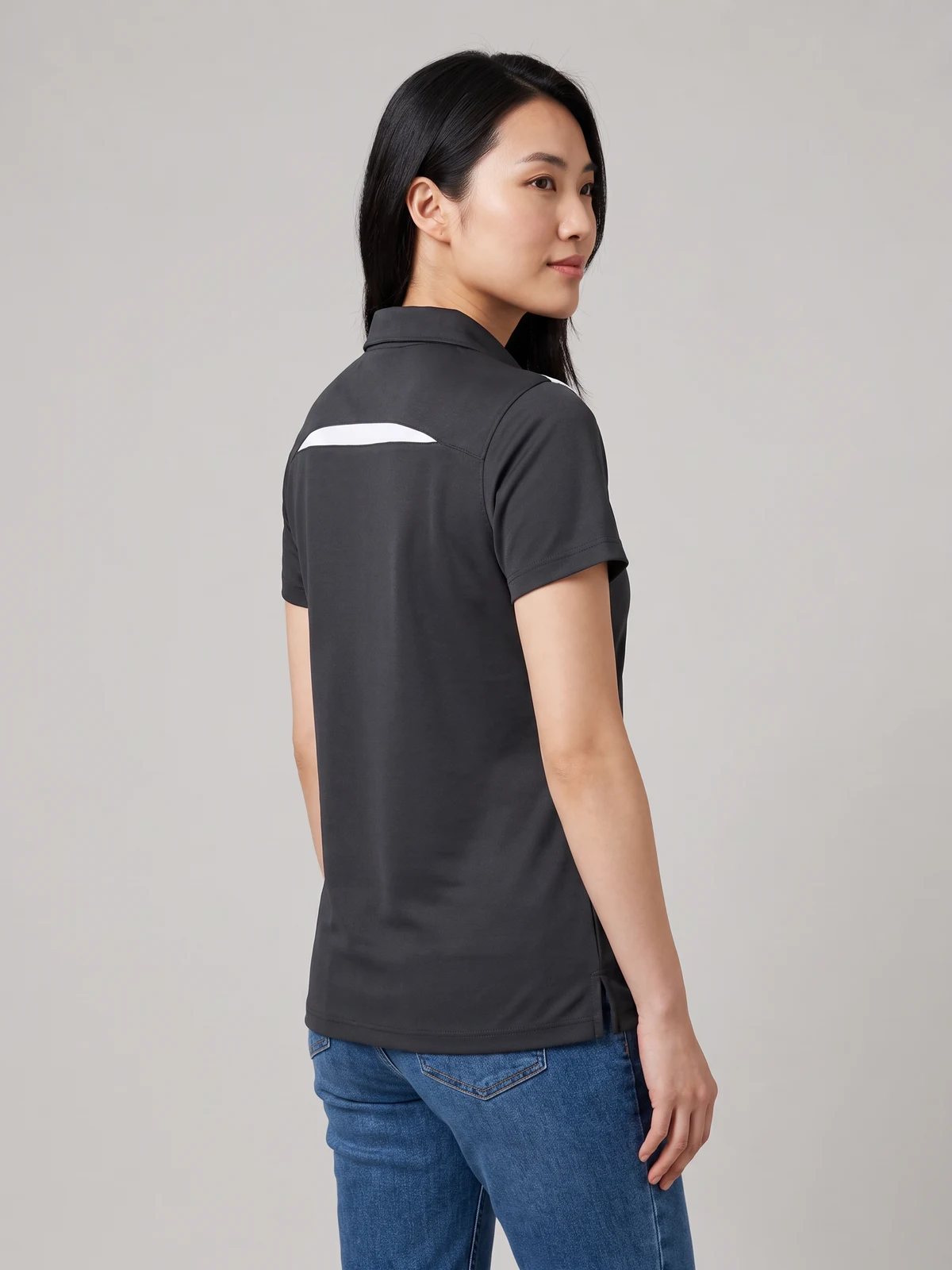 Ladies Sonar Polo in Black/White – side view