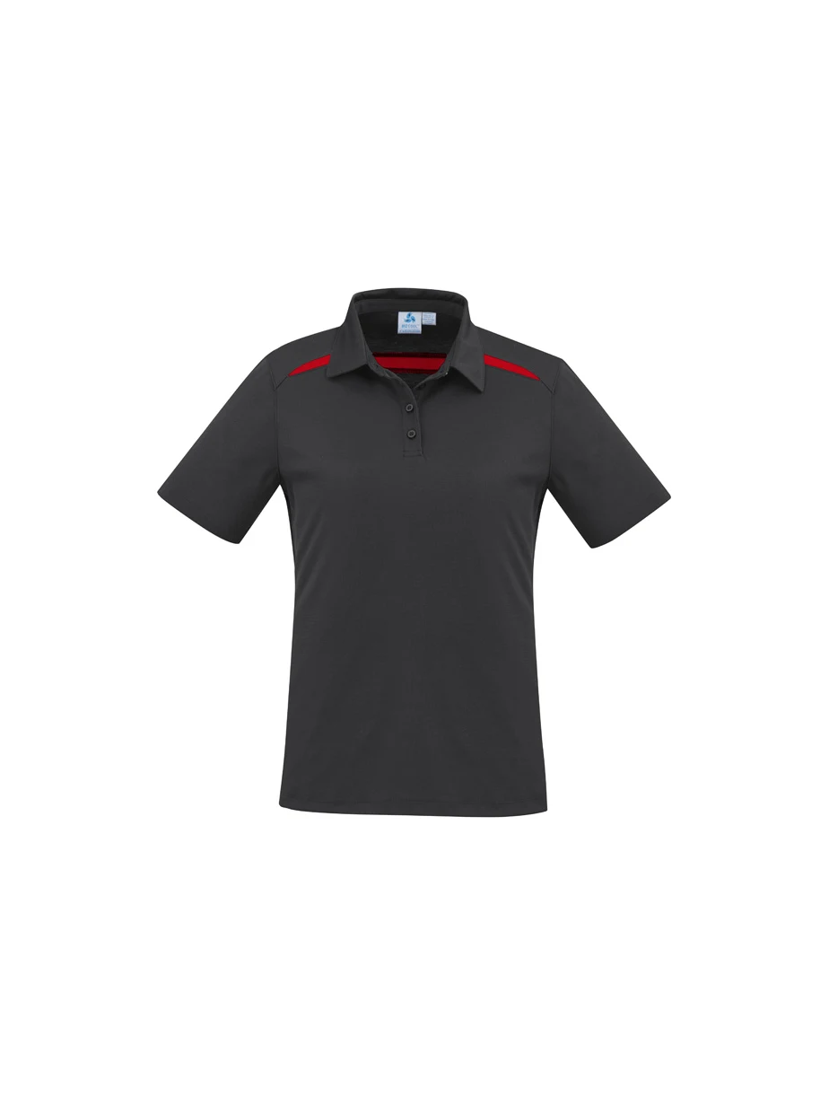 Ladies Sonar Polo in Black/Red – front view