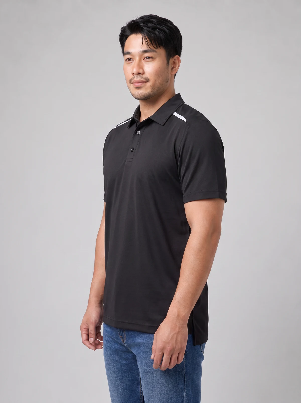 Men's Sonar Polo in Black/White – side view