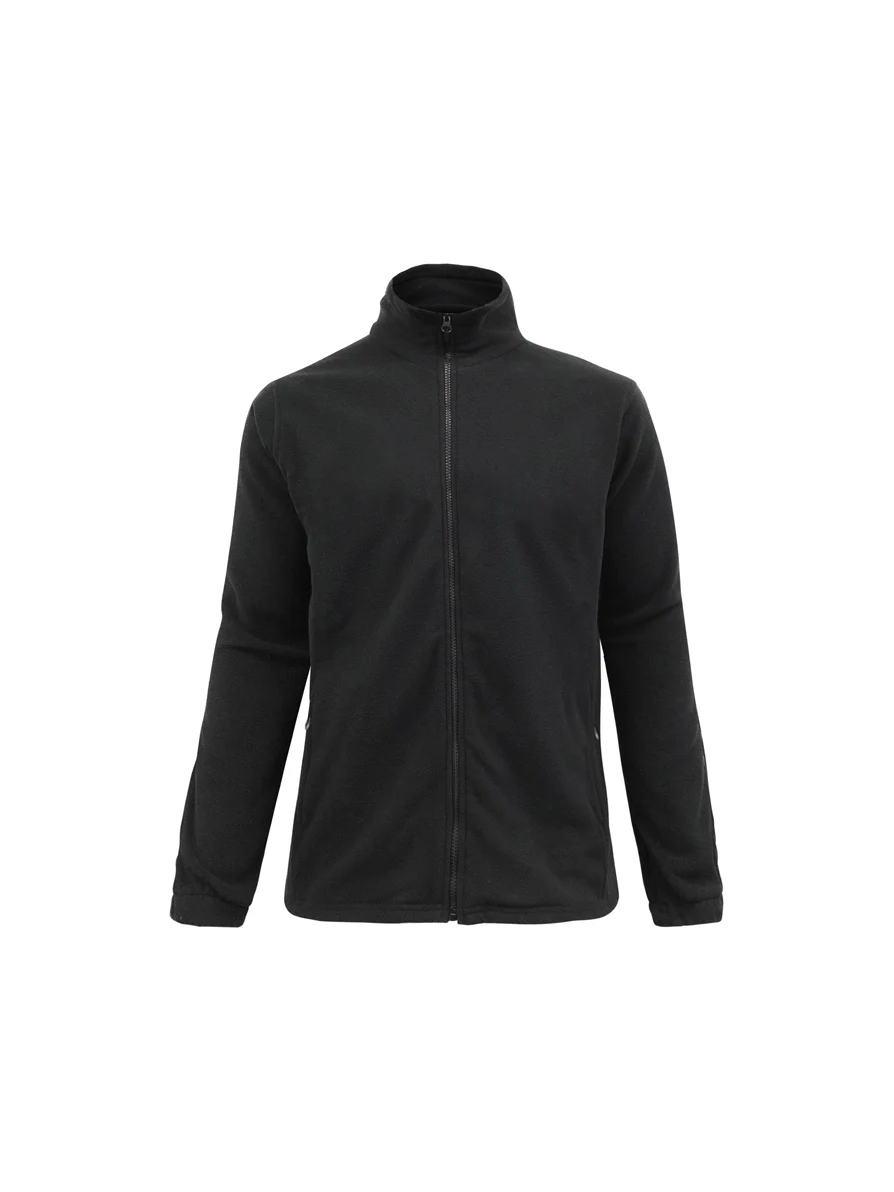 Ladies Plain Micro Fleece Jacket in Black – front view