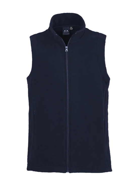 Ladies Plain Micro Fleece Vest in Navy – front view