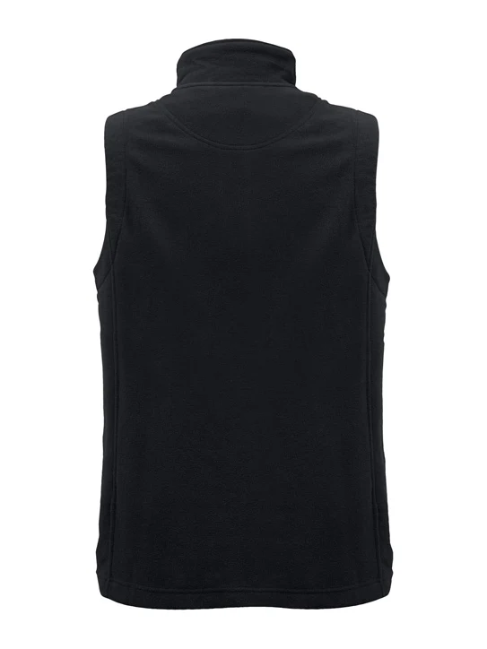 Ladies Plain Micro Fleece Vest in Black – back view