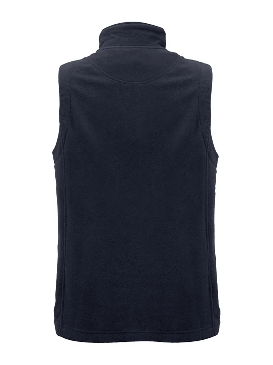 Ladies Plain Micro Fleece Vest in Navy – back view