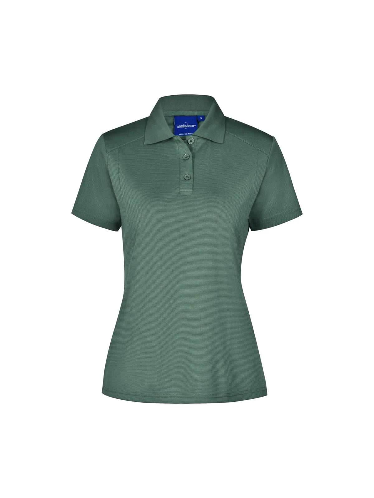 Ladies Bamboo Charcoal Short Sleeve Polo in Mineral Green – front view