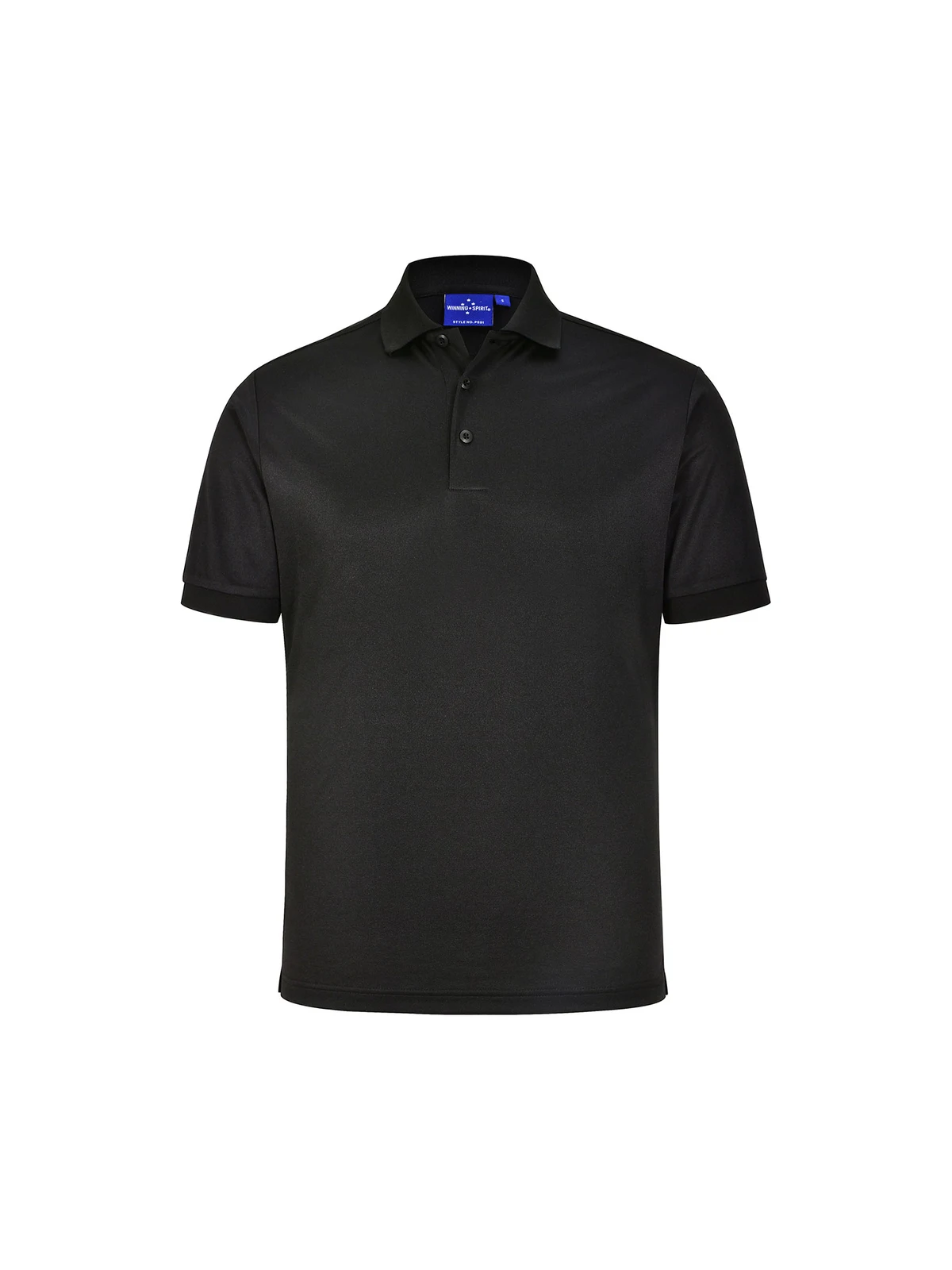 Men's Sustainable Poly/Cotton Corporate SS Polo in Black – front view