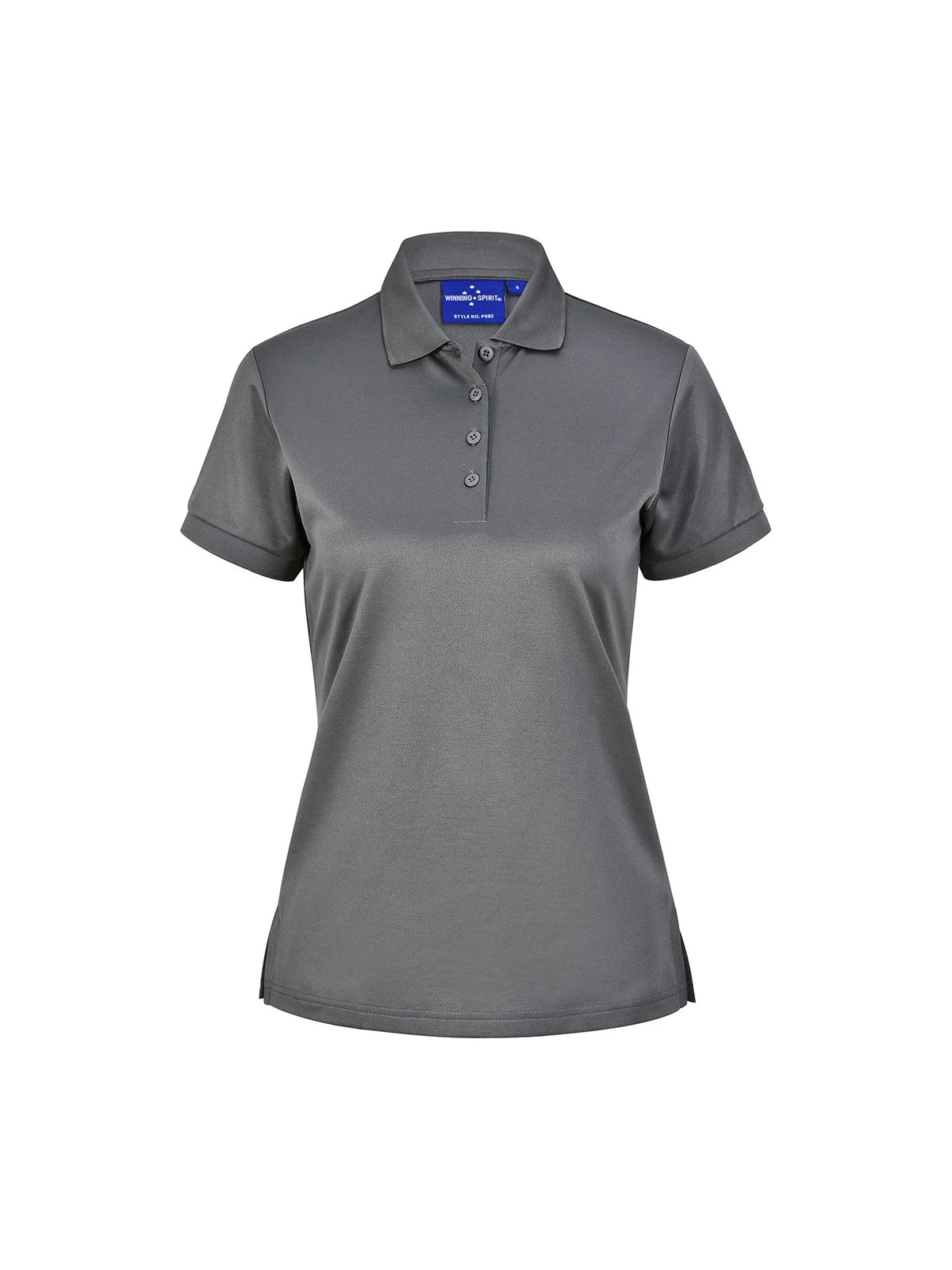 Ladies Sustainable Poly/Cotton Corporate SS Polo in Ash – front view